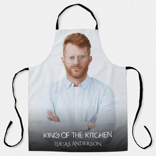 Moderne koning van de Keukenfoto | Naam Apron Schort (Voorkant)