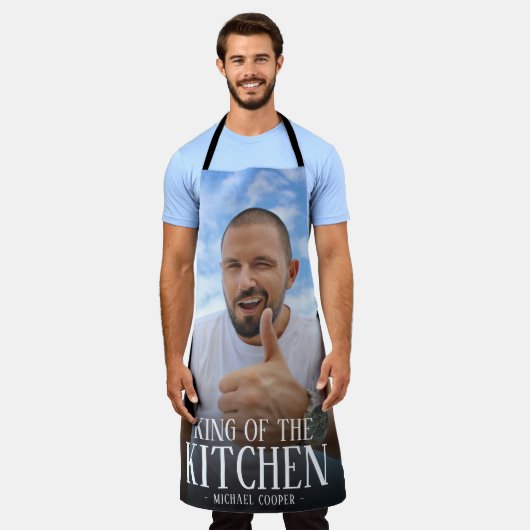 Moderne koning van de Keukenfoto | Naam Schort (Gedragen)
