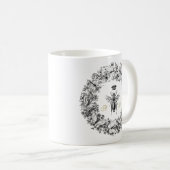 Moderne  koningin bijenvlinder krans monogram koffiemok (Voorkant rechts)