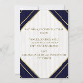 Moderne koningsblauw wit en gouden strepen verjaar kaart (Achterkant)