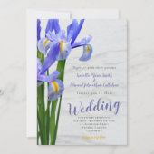 Moderne koninklijk blauw Irises Floral White Stipp Kaart (Voorkant)