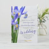 Moderne koninklijk blauw Irises Floral White Stipp Kaart (Staand voorkant)
