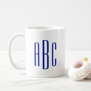 Moderne Koninklijk Blauwe Drieletter Monogram Koffiemok