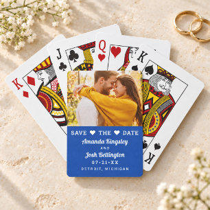 Moderne Koninklijk Blauwe Foto Hart Bewaar de Datu Pokerkaarten