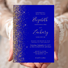 Moderne Koninklijk Blauwe Gouden Nep Glitter Rand 