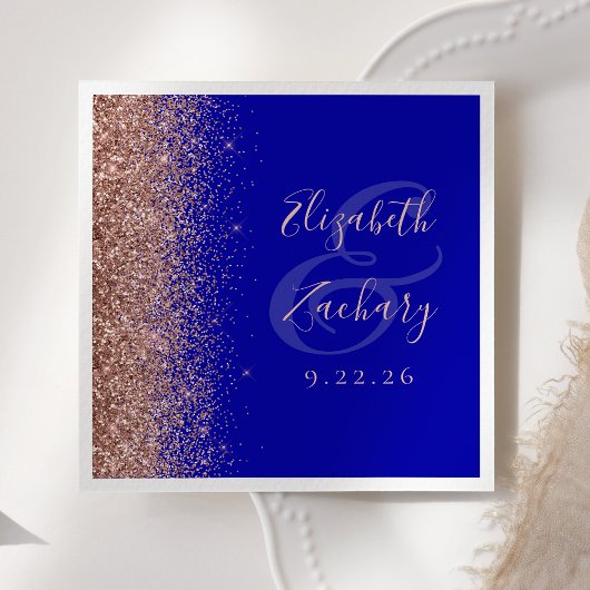 Moderne Koninklijk Blauwe Roze Gouden Glitter Brui Servet