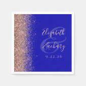 Moderne Koninklijk Blauwe Roze Gouden Glitter Brui Servet (Voorkant)