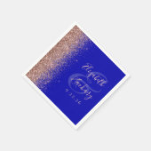 Moderne Koninklijk Blauwe Roze Gouden Glitter Brui Servet (Hoek)