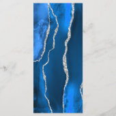 Moderne Koninklijk Blauwe Zilveren Agate Huwelijk Menu (Achterkant)