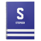 Moderne Koninklijke Blauwe Monogram Spiral Noteboo Notitieboek (Voorkant)