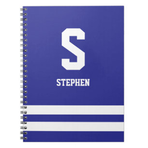 Moderne Koninklijke Blauwe Monogram Spiral Noteboo Notitieboek