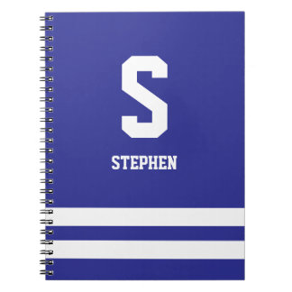 Moderne Koninklijke Blauwe Monogram Spiral Noteboo Notitieboek