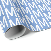 Moderne koninklijke bloem blauwe speciale monogram cadeaupapier (Rol Hoek)