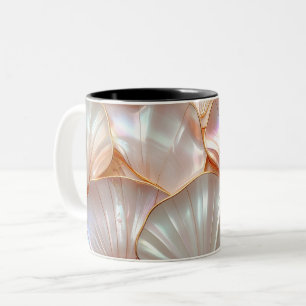 Moderne Koninklijke Parelmoer & Roze Goud Mozaïek Tweekleurige Koffiemok