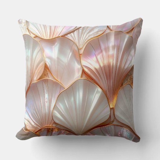 Moderne Koninklijke Parelmoer & Roze Gouden Kussen (Voorkant)