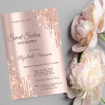 Moderne kool Glitter Drips Roos Gold Sweet 16 Kaart<br><div class="desc">Een modern,  chic en glamoureus Sweet 16 met glitterdruppels op een gouden achtergrond van het roos.</div>