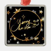 Moderne kool Gold Black metallic kerst Metalen Ornament (Voorkant)