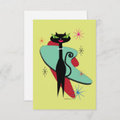 Moderne kool kat uit de midden eeuw bedankkaart (Voorkant / Achterkant)