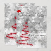 Moderne, kool, zilver, rode kerstboom kaart (Voorkant / Achterkant)