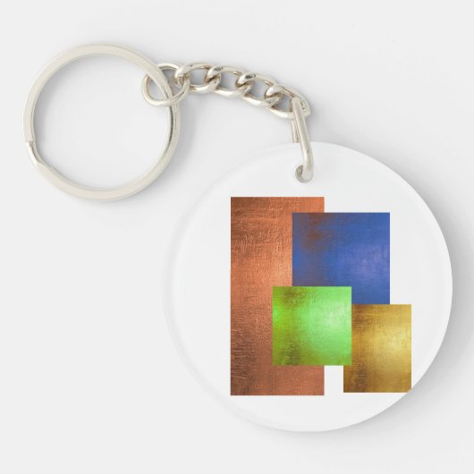 Moderne Koper Blauw Groen Goud Kunst Sleutelhanger (Voorkant)