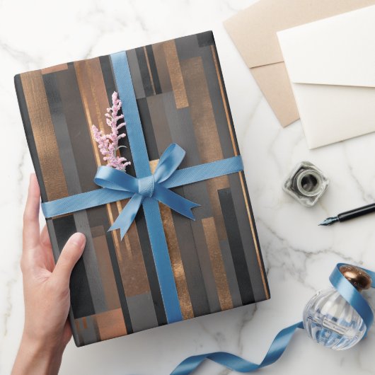 Moderne Koper Brons Glans Abstract Patroon Cadeaupapier (Geschenken)