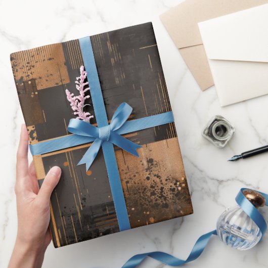 Moderne Koper Brons Glans Abstract Patroon Cadeaupapier (Geschenken)