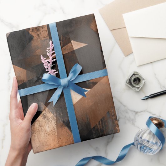 Moderne Koper Brons Glans Abstract Patroon Cadeaupapier (Geschenken)