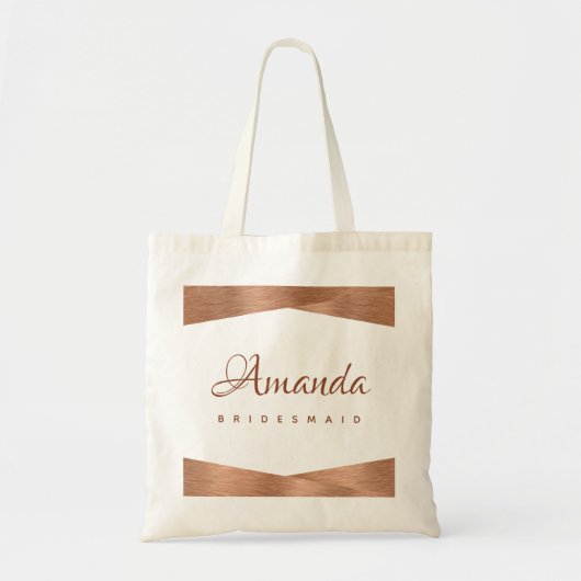 Moderne Koper Geometrische Calligrafische Bruidsme Tote Bag (Voorkant)