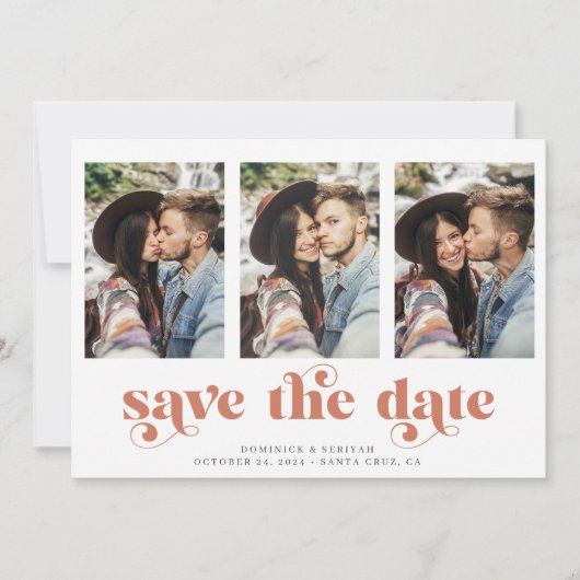 Moderne koper Roos Gold Marble Save the Date (Voorkant)