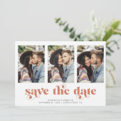 Moderne koper Roos Gold Marble Save the Date (Staand voorkant)