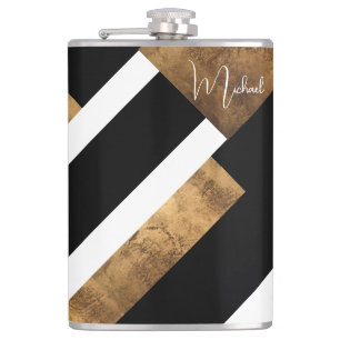 Moderne koperen geometrische monogram stijlvol heupfles
