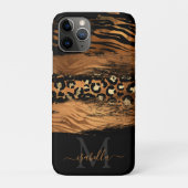Moderne koperen glitterscript monogram Case-Mate iPhone case (Achterkant)