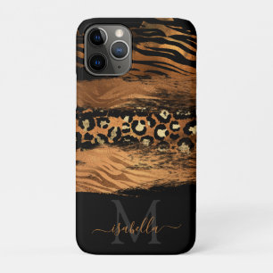 Moderne koperen glitterscript monogram Case-Mate iPhone case