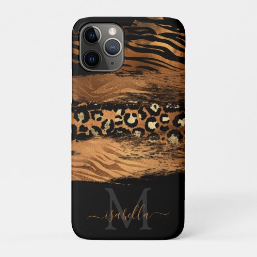 Moderne koperen glitterscript monogram Case-Mate iPhone case (Achterkant)