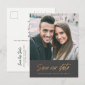 Moderne koperen gouden krabbel | Foto's Sla je dat Aankondigingskaart (Voorkant / Achterkant)