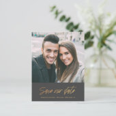 Moderne koperen gouden krabbel | Foto's Sla je dat Aankondigingskaart (Staand voorkant)