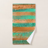Moderne koperen groene penseelstreken bad handdoek (Handdoek)