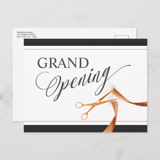 Moderne koperen lint schaar Grote opening Uitnodiging Briefkaart (Voorkant / Achterkant)