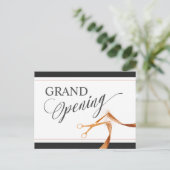 Moderne koperen lint schaar Grote opening Uitnodiging Briefkaart (Staand voorkant)