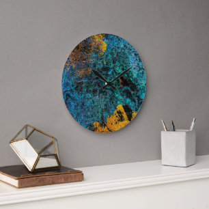 Moderne koperen metaalachtige blauw goud  grote klok