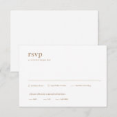 Moderne koperen minimalistische bruiloft RSVP kaartje (Voorkant / Achterkant)