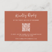 Moderne koperen QR-code eenvoudige trouw RSVP Kaartje (Voorkant)