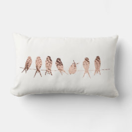 Moderne koperen vogels op draad | Lumbar Pillow Kussen