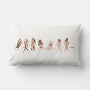 Moderne koperen vogels op draad   Lumbar Pillow Kussen