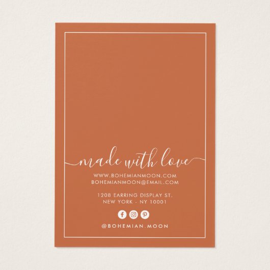 Moderne koperen witte script die weergavekaart ver visitekaartje (Achterkant)