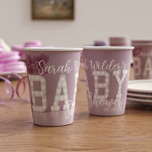 Moderne kopjes met roze en witte Baby showers Papieren Bekers