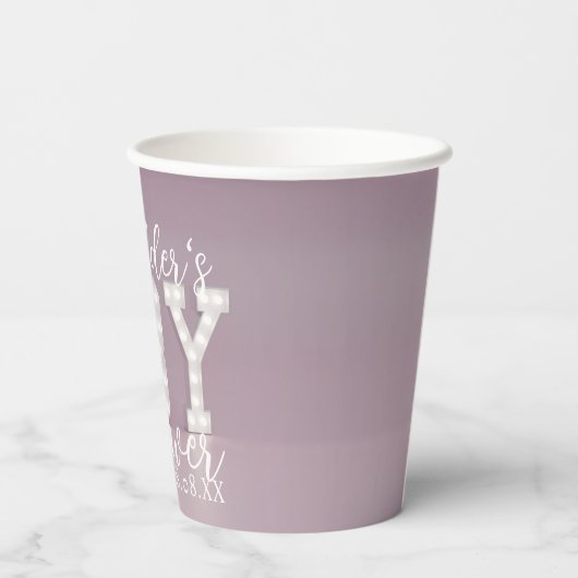 Moderne kopjes met roze en witte Baby showers Papieren Bekers (Achterkant)