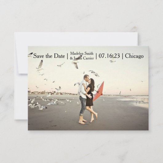 Moderne koppel foto - 3x5 save the date (Voorkant)