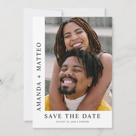 Moderne koppel foto save the date kaart (Voorkant)