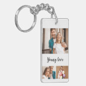 Moderne koppel gepersonaliseerde fotocollage sleutelhanger (Voorkant Links)